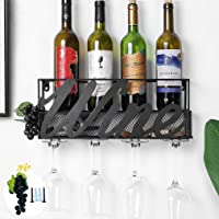 Tinyuet Botellero de Pared | Porta otella y Vaso | Tienda de Almacenamiento de Vino Tinto- Champagne- Bebida…